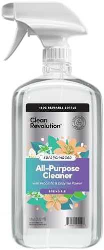 Clean Revolution SuperCharged All Purpose Cleaner Refill with Smart Probiotic + Enzyme Complex, Multi-Surface Kitchen Bathroom & Floor Cleaner, Spring Air, 18 oz (Pack of 1) by CleanRevolution