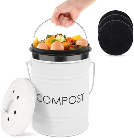MUMTOP Compost Bin for Kitchen Countertop,1.3 Gal Metal Compost Container by MUMTOP