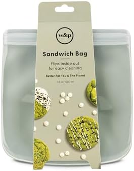 W&P Porter Silicone Reusable Storage Bag, Sandwich (34oz Flat), Sage, Food Storage Container, Microwave and Dishwasher Safe, Easy Cleaning - Image 3