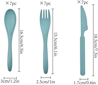 Zoyiancy 21Pcs Wheat Straw Cutlery Set, Green Reusable Utensil Set - Image 2