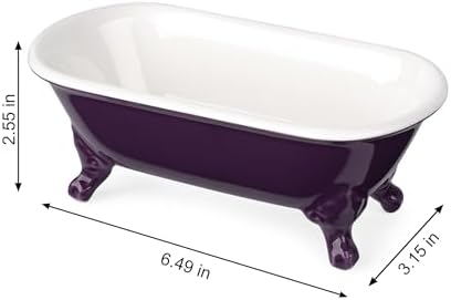 6.5" Ceramic Mini Clawfoot Bathtub Soap Dish,Bar Soap Holder,Plum - Image 4