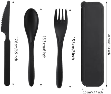 5Pack Wheat Straw Utensils, BPA Free Fork Spoon Knife with Storage Case - Image 2