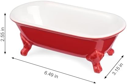6.5" Ceramic Mini Clawfoot Bathtub Soap Dish,Bar Soap Holder,Red - Image 6