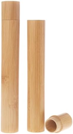 2 Pack Natural Bamboo Toothbrush Travel Case, Portable Reusable Toothbrush Storage Tube with Cover for Bathroom, Travel Trip and Camping by Unknown