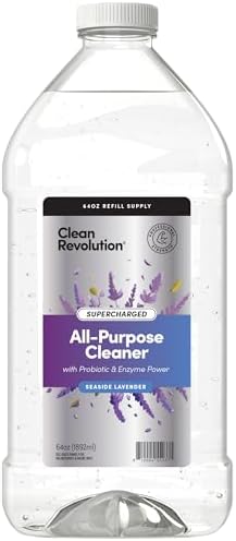 Clean Revolution SuperCharged All Purpose Cleaner Refill with Smart Probiotic + Enzyme Complex, Multi-Surface Kitchen Bathroom & Floor Cleaner, Seaside Lavender, 64 Fl oz (Pack of 1) by CleanRevolution