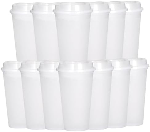 16oz Reusable Plastic Coffee Cups with Lids, 13 Pack, Clear by Ankeli%26Lt