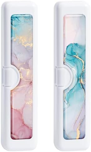 2 Pcs Toothbrush Travel Case - Colorful Pattern, Holder and Covers for Toothbrushes, Includes Tongue Scraper Case by Gerkia
