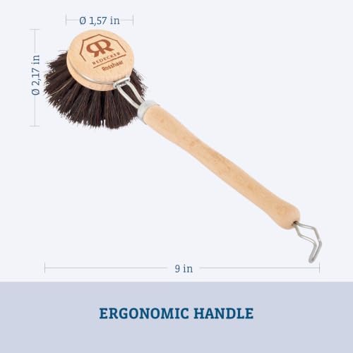 Redecker Dish Brush, Horsehair Bristles, 1-1/2 Inch Round, Single – Wooden Dish Brush for Glassware & Delicate Cleaning, Made in Germany - Image 4
