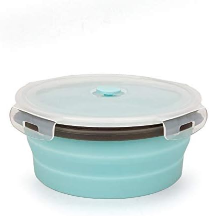 CARTINTS 1200ml Large Collapsible Meal Prep Containers, Reusable Silicone Food Storage Containers, Stackable Fridge Storage Containers, With Leakproof Lids, Microwave and Freezer Safe, Blue - Image 2