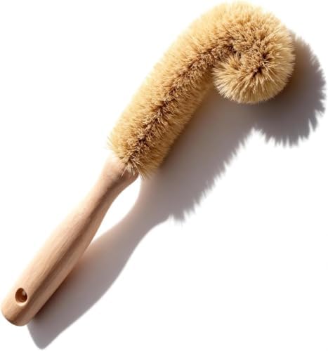 Bottle Brush Cleaner with Long Beech Wood Handle, Scratch-Safe, L-Shaped Design for Cleaning Coffee Mugs, Mason Jars, Thermos, Glass Bottles, Beer Bottles, Wine Bottles, and Baby Bottles by milinkllc