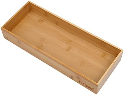 PRATIQUE Bamboo Drawer Organizer - Kitchen Utensil Organizer Silverware Tray Cutlery Holder，Office Desk Supplies and Accessories (15X5.9X2.6 inch) by PRATIQUE