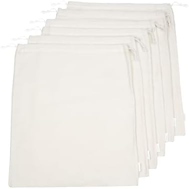 Cotton Storage Bags – X-Large 14x18 Inch (6-Pack) – Reusable Muslin Bags with Drawstrings – Biodegradable Canvas Fabric Sacks – Perfect for Bread, Bulk Produce, Potatoes, Onions, Shoes - Image 3