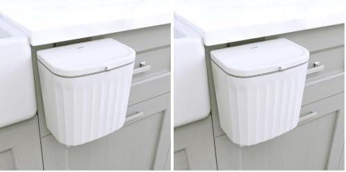 Glad Roomate Under Counter Waste Bin | Space Saving Small Trash Can for Kitchen Cabinet, Bathroom or Office | Dual Lid for Ease of Opening, 7 Liter, White, 7L (Pack of 2) by GladTrashFoodStorage