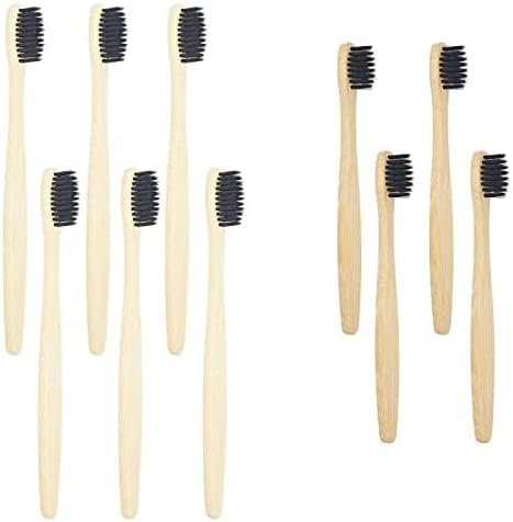 SEVENHEAD Bamboo Toothbrushes Adults & Kids Family Set 6+4 PCS Soft Bristles Wooden Toothbrushes, Natural Biodegradable BPA Free Eco Friendly Toothbrushes Black - Image 2