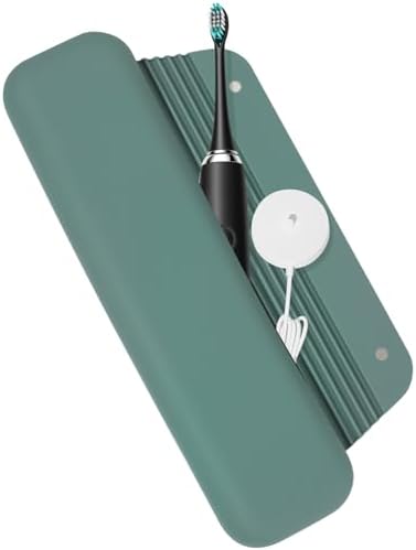 Silicone Electric Toothbrush Travel Case - Compatible with Oral-B,Philips Sonicare,Burst, Suri, Aquasonic - Portable Storage Organizer Bag-Midnight Green by NECANCE