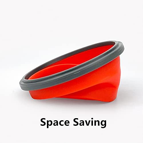 CCyanzi 3piece Round Collapsible Bowl with Lids, Silicone Food Storage Containers, Microwave & Freezer Safe, Space Saving for Kitchen Cabinet and Camping Backpack,(Red Gray) - Image 5