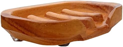 Bar Soap Holder for Shower by NAZAKOOL, Solid Teak Wood Soap Dish with Raised Edges (No-Slip), Draining Soap Saver for Bathroom, Kitchen Sink by NAZAKOOLHomeandKitchen
