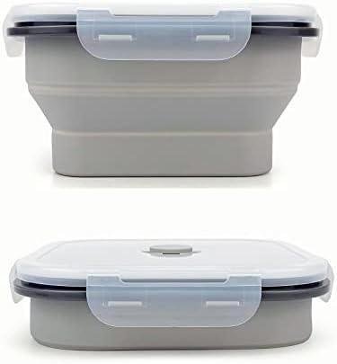 CARTINTS Collapsible Camping Bowl, Silicone Food Container with Lid, Space-Saving Camping Utensils for Kitchen and Outdoor, Microwave Safe 900ml by CARTINTS