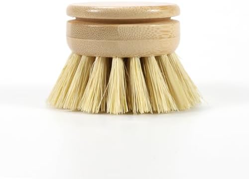 Long Handle Replaceable Head Pot Brush, Bamboo and Wood dishwashing Brush Set (2 Packs) - sisal/Mixed Brown Cleaning Brush, Suitable for Non Stick pots, Plates, Cups, etc - Image 4