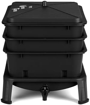 Blütezeit 3-Tray Worm Composter, 32QT Worm Farm with Compost Worms Starter Kit for Indoor & Outdoor Vermicomposting, Worm Bin for Recycling Food Waste (Black) - Image 3