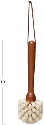 Beech Wood Dish Brush w Leather Strap, Dark Brown - Image 2