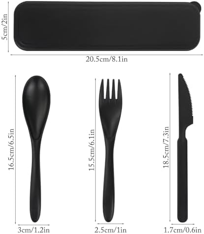 Zoyiancy 2 Sets Reusable Utensil Set with Case, Travel Utensils Black, Grey - Image 3