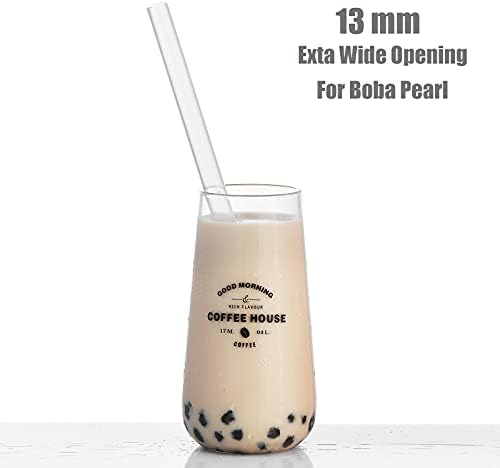 ALINK Reusable Clear Boba Straws, 13 mm x 10.5 in, Jumbo Hard Plastic Smoothie Straws for Bubble Tea, Popping Pearls, Pack of 8 with 2 Cleaning Brush - Image 4