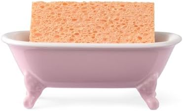 6.5" Ceramic Mini Clawfoot Bathtub Soap Dish,Bar Soap Holder,Pink - Image 3