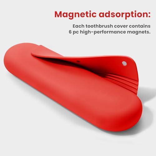 Silicone Electric Toothbrush Travel Case, Manual Toothbrush Travel Cover for Men and Women,Toothbrush Holder for Travel,Gym and More, Fits Most Manual and Electric Toothbrushes - Red - Image 5