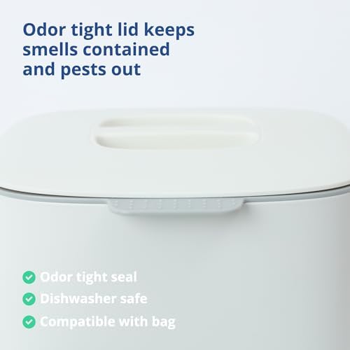 Blue Ginkgo Kitchen Compost Bin, 2.6L Countertop Compost Bin, White - Image 4