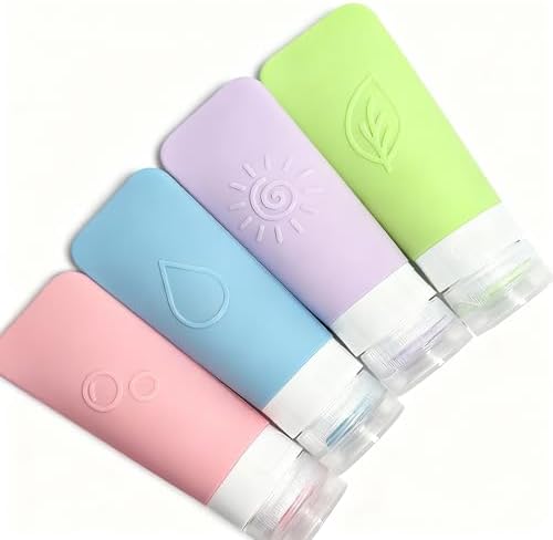 20-Piece Silicone Travel Bottles Set – TSA Approved Leakproof Toiletry Kit with Flat Easy-Squeeze Bottles, Tactile Icons, Cream Jars, Pump & Spray, Cleaning Brush - Image 6