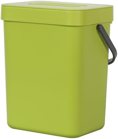 EKO Puro Wall-Mounted Trash Can with Lid, 1.32 Gal / 5L Hanging Trash Can, Small Kitchen Compost Bin for Counter Top, Mini Food Waste Bin (Green) by Unknown