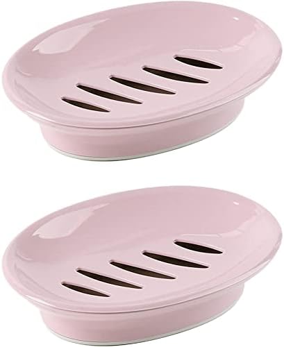 WYOK 2-Pack Soap Dish Plastic Soap Holder with Drainage for Shower (Pink) by WYOK