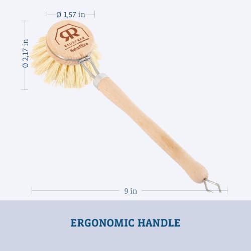 Redecker Dish Brush, Tampico Fiber, 1-1/2 Inch Round, Single – Wooden Dish Scrub Brush for Everyday Cleaning, Untreated Beechwood, Made in Germany - Image 4