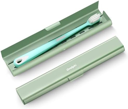 Aluminum Toothbrush Travel Case, Portable Travel Toothbrush Holder, Durable Manual Toothbrush Box Container for Traveling, Bathroom, Camping, Business Trip-Green by Oralphi