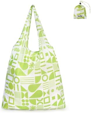 Stelle Lightweight Reusable Grocery Bag with Handles Ripstop Nylon Foldable Tote Shopping Bags for Travel and Groceries by StelleAthletica