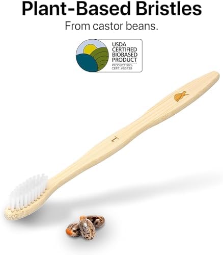 Sea Turtle Plant-Based Bristles, Bamboo Toothbrushes, Soft Natural Toothbrush for Adults (4 Pack) - Image 2