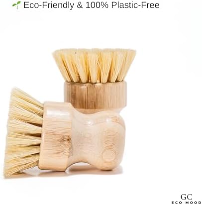 Bamboo Dish Brush 2-Pack – Natural Sisal Bristles, Eco-Friendly Kitchen Cleaning Brush, Wooden Scrubber for Dishes, Pots & Pans - Image 2