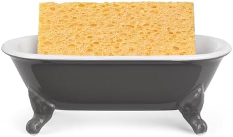 Ceramic Mini Clawfoot Bathtub Soap Dish,Bar Soap Holder,Stone Gray - Image 3