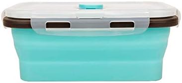 CARTINTS Set of 3 Collapsible Food Storage Containers with Lids, Collapsible Silicone Bowls, Silicone Lunch Containers, For Meal Prep, Camping, Travel, Microwave and Freezer Safe,500ml,Blue - Image 5