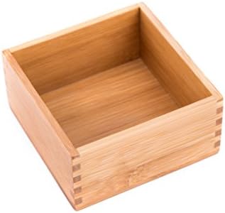 Bamboo Organizer Storage Boxes for Tabletop Bathroom Dresser Organizer Small Boxes, Bamboo 4"*4" by Sansnow