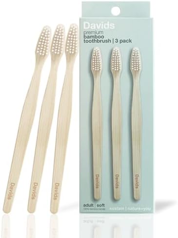 Davids Bamboo Soft Bristle Toothbrush Eco-Friendly BPA Free 3 Pack by Davidspremiumoralcare