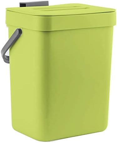 LALASTAR Food Waste Basket Bin for Kitchen, Small Countertop Compost Bin with Lid, Odor-Free Food Scrap Container, Wall Mounted Garbage Can, 3L/0.8 Gal, Green by LALASTAR