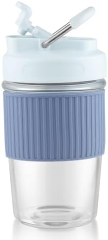 Sivaphe Reusable Glass Ice Hot Coffee Cup 16 oz, Portable Travel Mug with Spill-Proof Lid and Thermal Sleeve for Home Office Black by Sivaphe