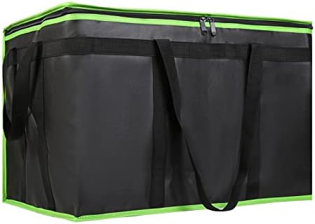 1-Pack Insulated Food Delivery Bag, XXX-Large Commercial Food Warmer for Delivery Drivers, Insulated Reusable Grocery Cooler/Hot Bags, Tote Bag for Shopping/Travel, Black with Green Edge by CIVJET