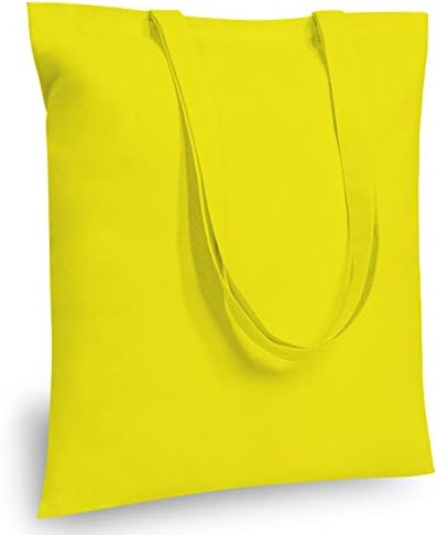 TOPDesign 12-Pack Economical 16"x15" Yellow Cotton Tote Bag, Lightweight Medium Reusable Grocery Shopping Cloth Bags, Suitable for DIY, Advertising, Promotion, Gift, Activity by TOPDesign