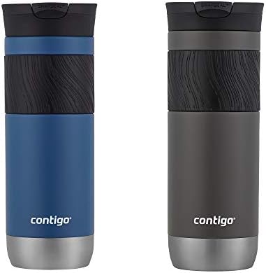 Contigo Byron Vacuum-Insulated Stainless Steel Travel Mug with Leak-Proof Lid, Reusable Coffee Cup or Water Bottle, BPA-Free, 20oz 2-Pack in Sake & Blue Corn Perfect for Hot and Cold Beverages by Unknown