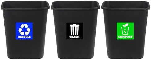 Trash Recycle Compost Stickers Set of 3 Recycle Sticker Vinyl Decal for Recycle Bin, Compost Bin, Trash Can Symbol to Organize Garbage containers Trash Can (Recycle&Trash&Compost Multi, 5x5inch) by XTRAYXRAY