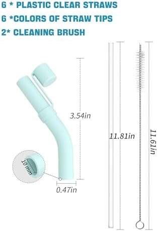 Doboli 6 Pack Reusable Drinking Long Straws with Silicone Tips,Compatible with Stanley 40 oz 30 oz Cup Tumbler,6 Clear Plastic Straws, 6 Silicone Tips, 2 Straw Cleaning Brush - Image 2