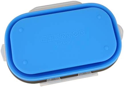 CARTINTS 800ml Collapsible Bento Lunch Box, Silicone Food Storage Container, with Leakproof Lids and Spoon, Microwave Freezer Safe, Blue - Image 5